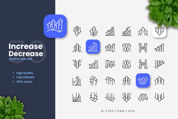 A Review of Increase and Decrease Icons for Editorial Graphics