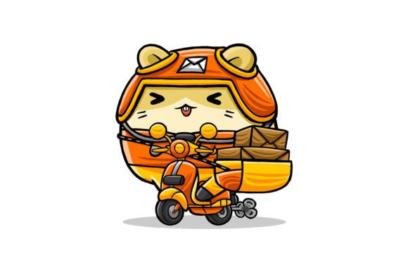 Cute Hamster Courier Cartoon Vector for Brand Graphics