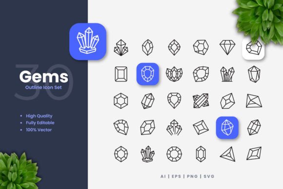 Gems Icons: A Versatile Graphic for Clean Branding
