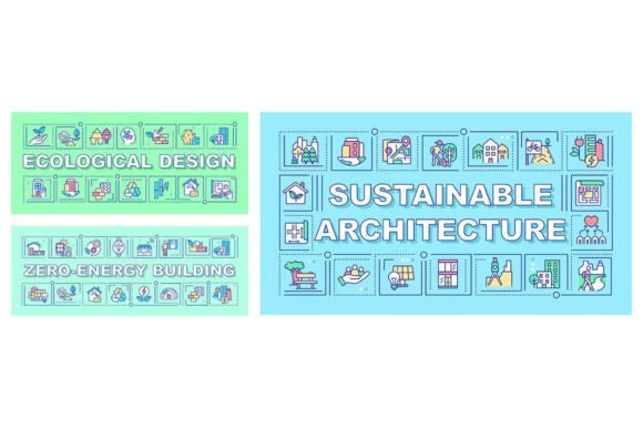 Sustainable Architecture Word Banner Set for Marketing Graphics